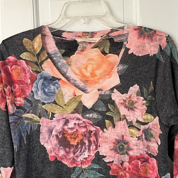 Soft Surroundings Midnight Blooms Floral Lightweight Sweater PS Cottagecore - Picture 5 of 15